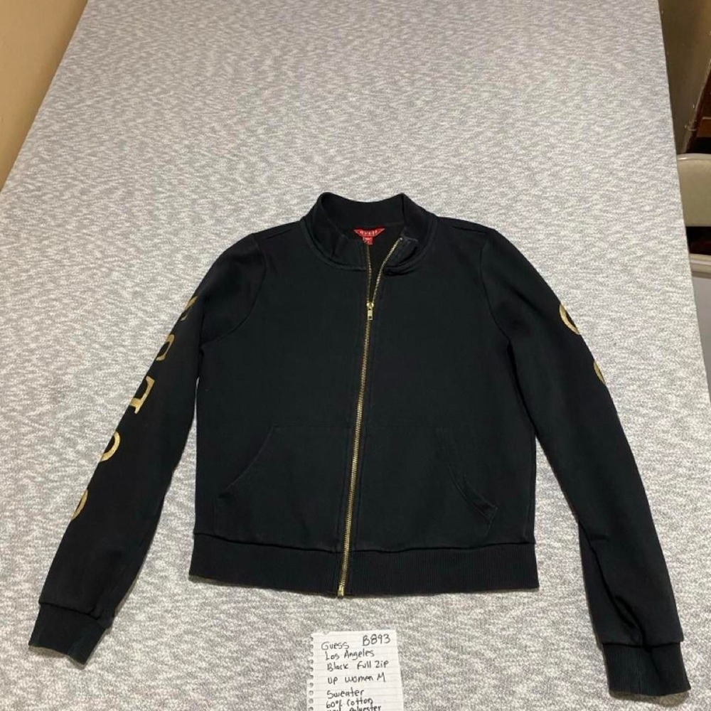 Guess Los Angeles black zip up sweater Women M. SKU-B893